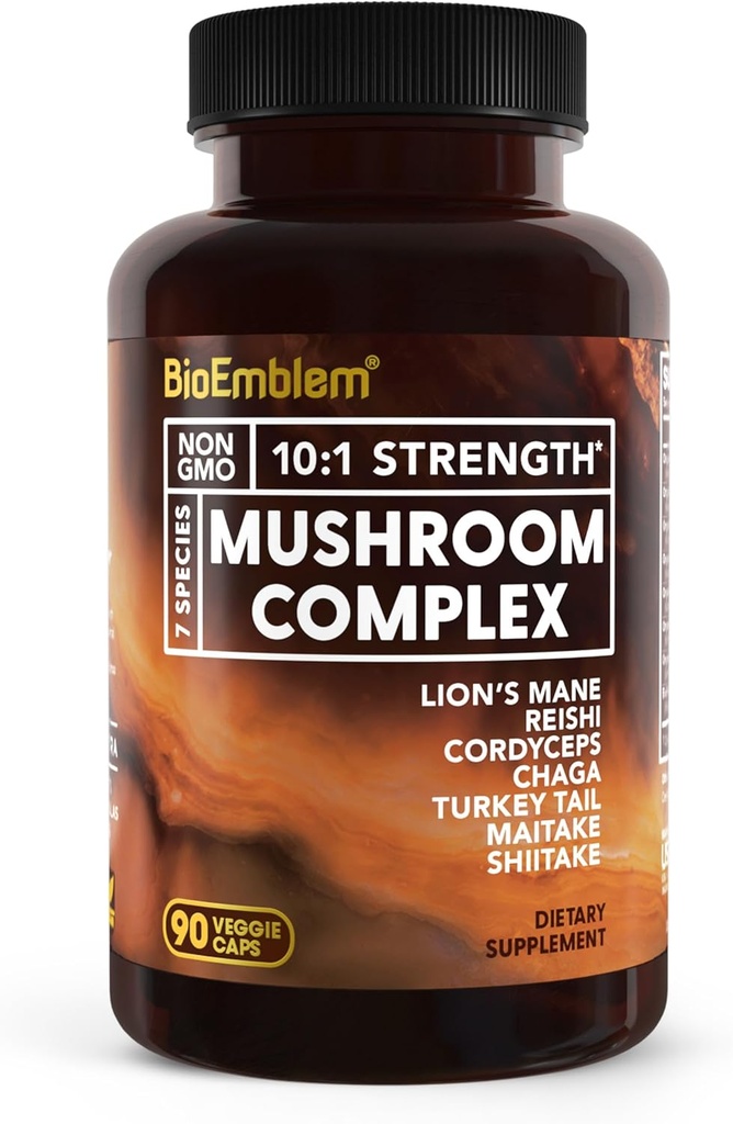 BioEmblem Turmeric Curcumin Supplement with BioPerine and Mushroom Complex 6