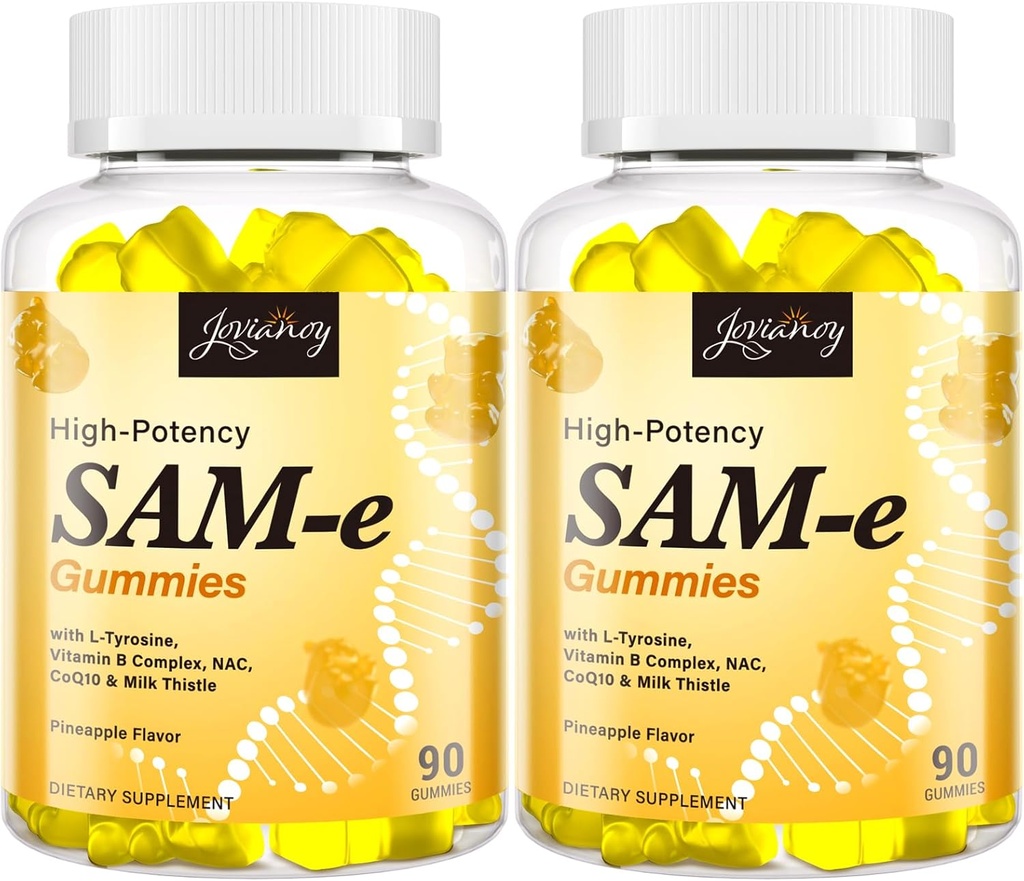 SAM-e Gummies with L-Tyrosine, Vitamin B Complex & NAC, CoQ10, High-Potency SAM-e Supplement - Pineapple Flavor, for Mood, Joint, Cognitive & Liver Detox, Vegan Friendly, 180 Gummies 2