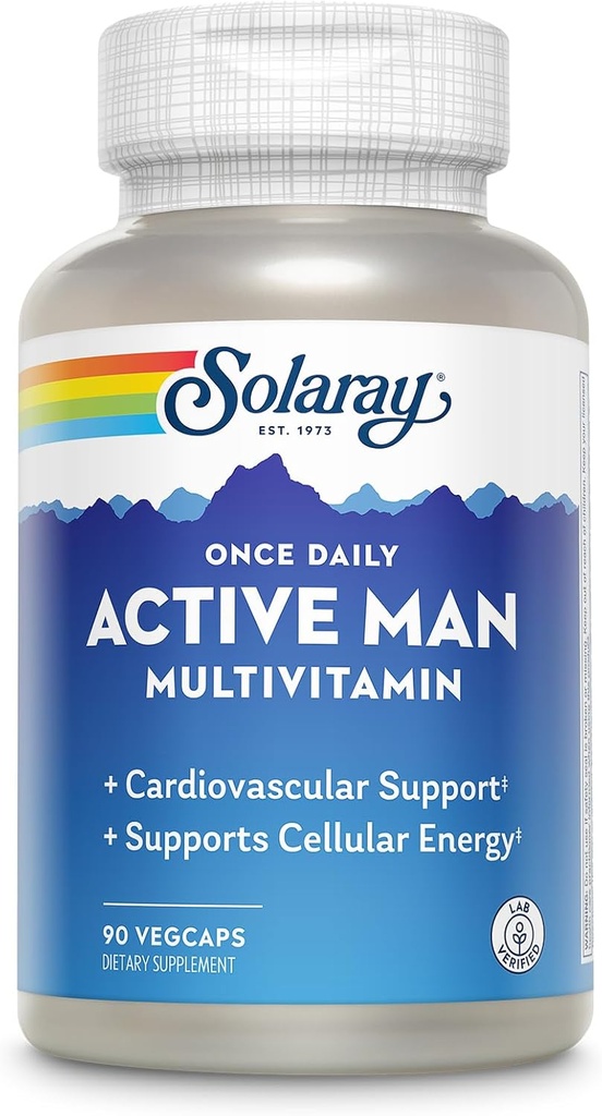 SOLARAY Once Daily Active Man Multivitamin - Cellular Energy and Immune Support Supplement w/Vitamin D, Vitamin C, B12, B6, Zinc, Lutein, Digestive Enzymes, Whole Foods, 60-Day Guarantee, 90 Servings 2