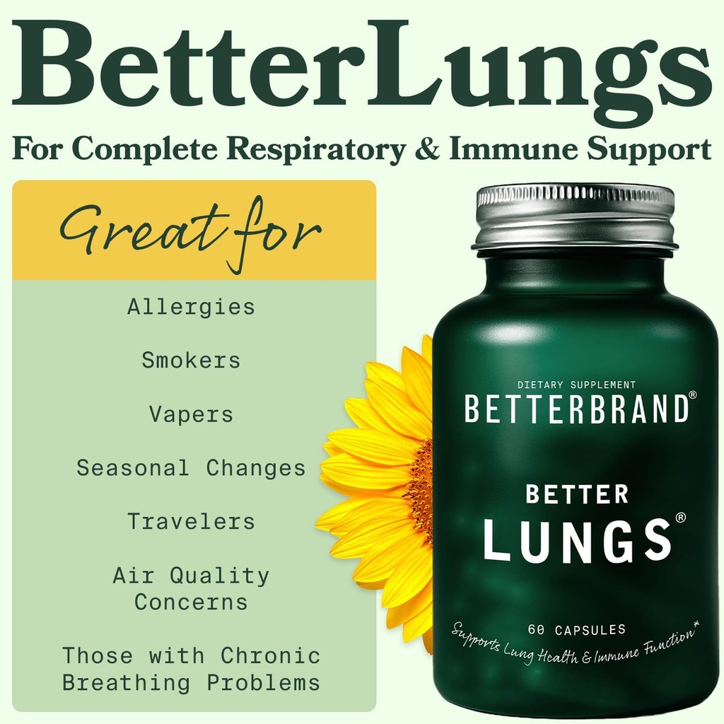 Betterbrand Better Lungs & Mushrooms Bundle - Daily Respiratory Health Supplement & Mushroom Gummies to Support Gut Health Bundle 3