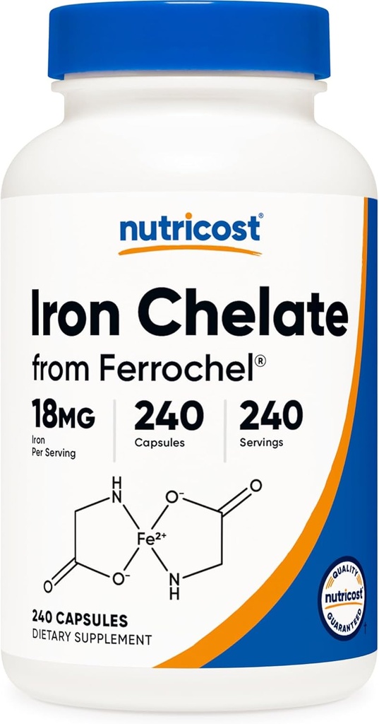 Nutricost Chelated Iron (from Ferrochel) 18mg, 240 Capsules - Gluten Free, Non GMO Iron Chelate Supplement 2