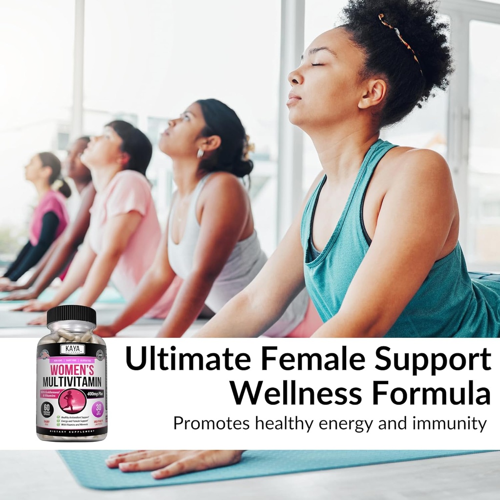 Kaya Naturals Women's Multivitamin, Overall Healthy Antioxidant, and Immune Support, Vitamins A, D, C, E, Biotin, Folic Acid, & Multi-Mineral, Energy & Metabolism Vitamin Supplement 60 Count 4