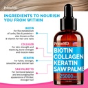 4-in-1 Liquid Biotin Collagen Keratin Saw Palmetto Drops (2 fl oz - 2 Pack) & 5-in-1 Ceylon Cinnamon w Turmeric & Ginseng Root (120ct) Bundle - Hair, Skin, Nails, & Immune Support Supplement 3