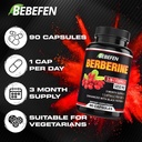 BEBEFEN Berberine Capsules with Black Pepper Extract - 90 Capsules - 3 Month Supply 6