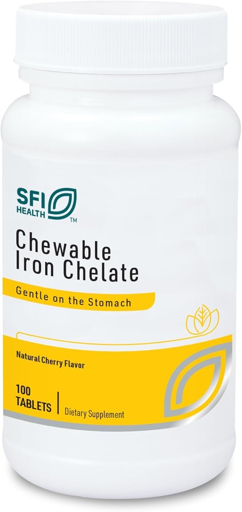 Klaire Labs SFI Health Chewable Iron Chelate - 30 Milligrams Elemental Iron, Easy on The Stomach & Hypoallergenic, Natural Cherry Flavor (100 Tablets) 2