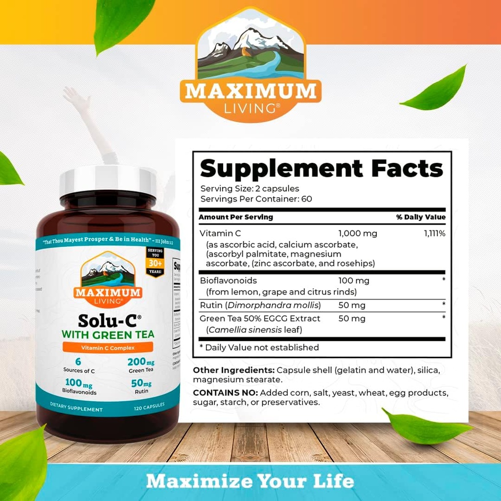 Maximum Living Solu-C with Green Tea, 120 Capsules 3
