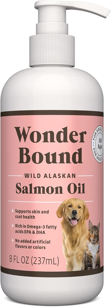 Brand - Wonder Bound Wild Alaskan Salmon Oil - Skin and Coat Support, Omega 3 Supplement for Dog and Cat , 8 fl oz 2