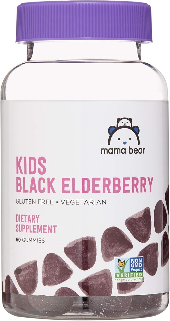 Brand - Mama Bear, Vegetarian Kids Black Elderberry Gummies 300 mg with Vitamins C, D, E and Zinc - Immune System Support - 60 Gummies (1 to 2 Month Supply), Non-GMO, Gluten Free 2