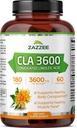 Zazzee High Potency CLA 3600, 180 Softgels, 3600 mg per Serving, Conjugated Linoleic Acid from Safflower Oil, Concentrated and Standardized, 60 Day Supply, Non-GMO and Made in The USA 2