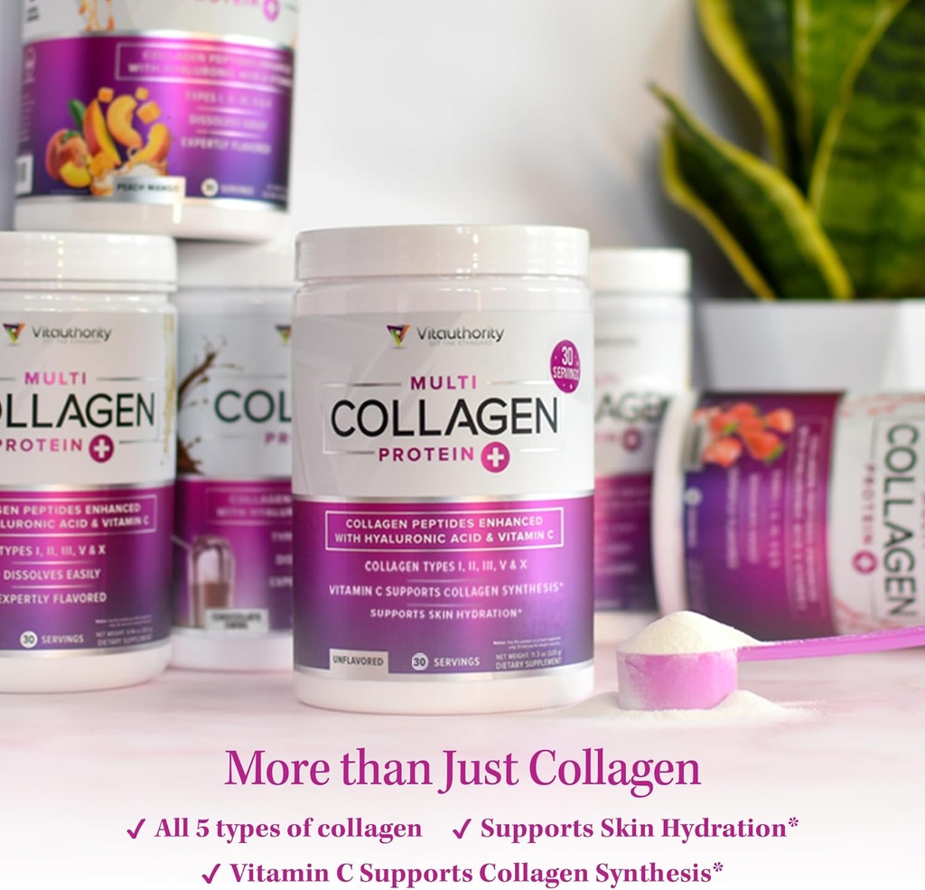Multi Collagen Peptides Powder for Women - Hydrolyzed Flavored Collagen Powder for Women with Types I II III V & X Vitamin C & Hyaluronic Acid for Hair Skin and Nails (Peach Mango) - 30 Servings 6