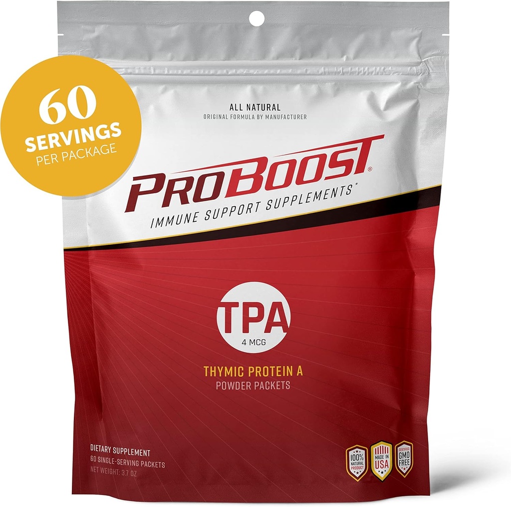 4 McG Thymic Protein A (TPA) Powder Packets - All Natural, Non-GMO, Immune Regulation and Support Supplement - 60 Packets, 4 McG TPA/Serving 4