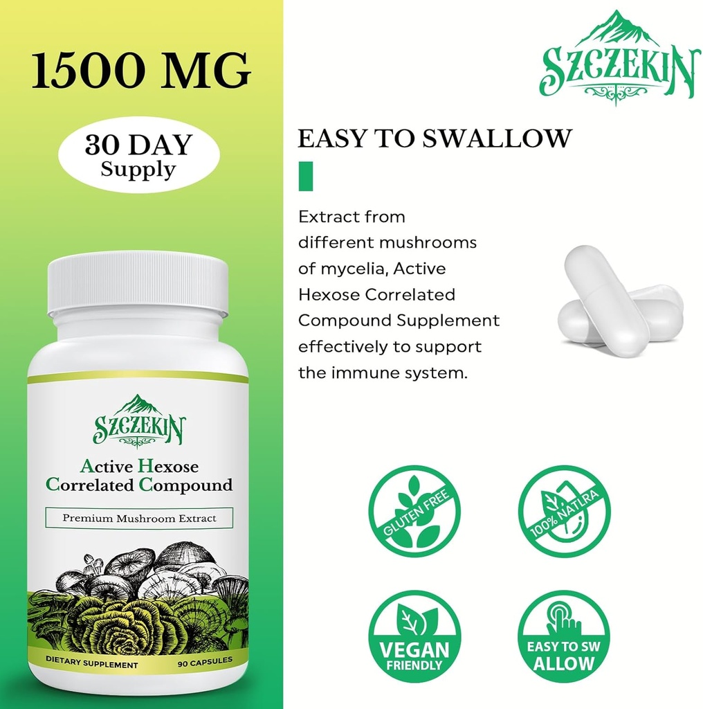 Active Hexose Correlated Compound 1500 mg Supplement, Natural 8 Mushroom Extract Supplement, Immune System, Liver Function, Natural Killer and T Cells Activity, 720 Veggie Capsules 5