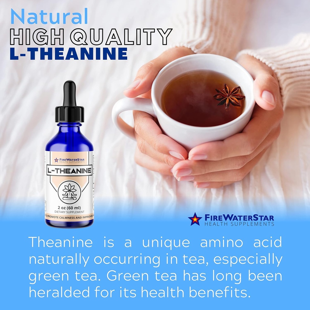 FWS L Theanine Liquid Drops, 200mg 99% Pure Bioactive L-Theanine, Organic, Natural, Vegan, Non GMO Helps to Promote Calmness, Relaxation, Improved Mood, Restful Sleep, for Adults and Kids 4