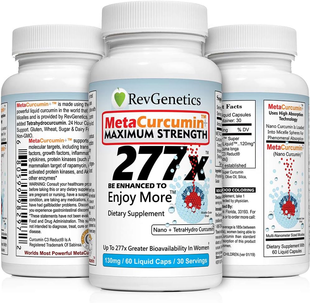 REVGENETICS MetaCurcumin 277x Super Curcumin + TetraHydroCurcumin (60 Liquid Capsules) 3