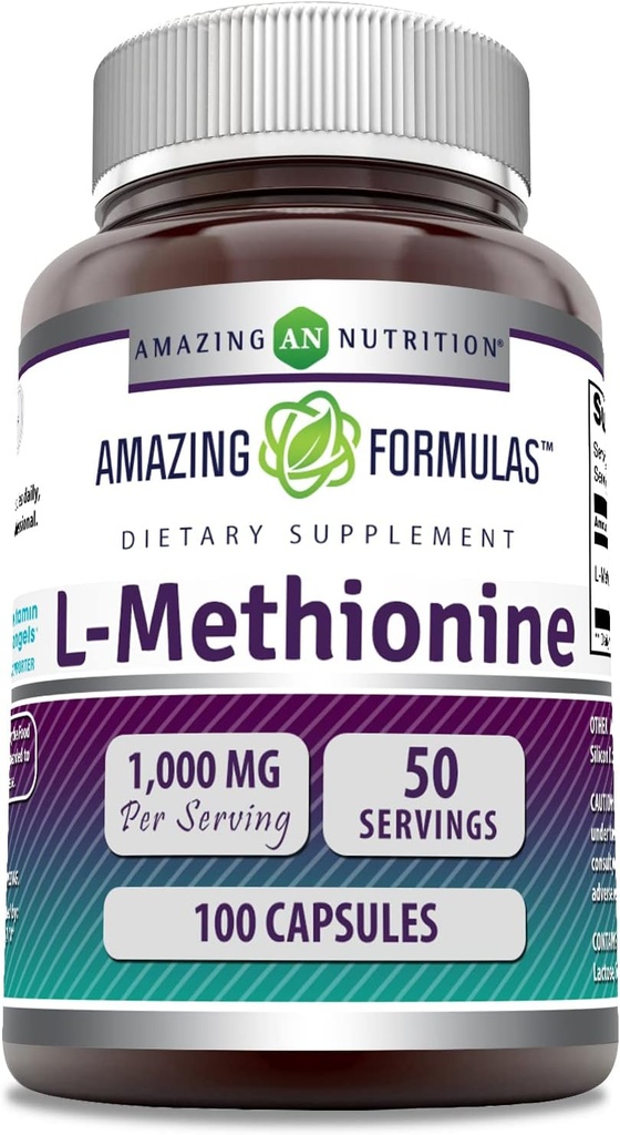 Amazing Formulas L-Methionine Supplement | 1000 Mg per Serving | 100 Capsules | Non-GMO | Gluten-Free | Made in USA 2
