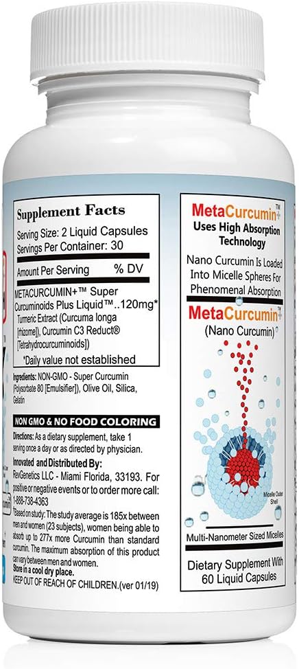 REVGENETICS MetaCurcumin 277x Super Curcumin + TetraHydroCurcumin (60 Liquid Capsules) 5