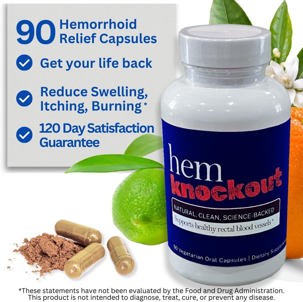 Internal Hemorrhoid Relief Supplement- Fast-Acting Pills for Pain, Swelling & Bleeding - Natural Vein Strengthening Formula - 90 Day Supply - Made in USA 4