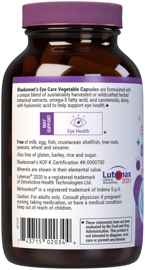 Bluebonnet Nutrition Targeted Choice Eye Care, Supports Eye Health and Macular Protection, Gluten & Dairy Free, Kosher-Certified, Vegan, 45 Servings, Light Grey, Macular & Blue, 90 Count 5