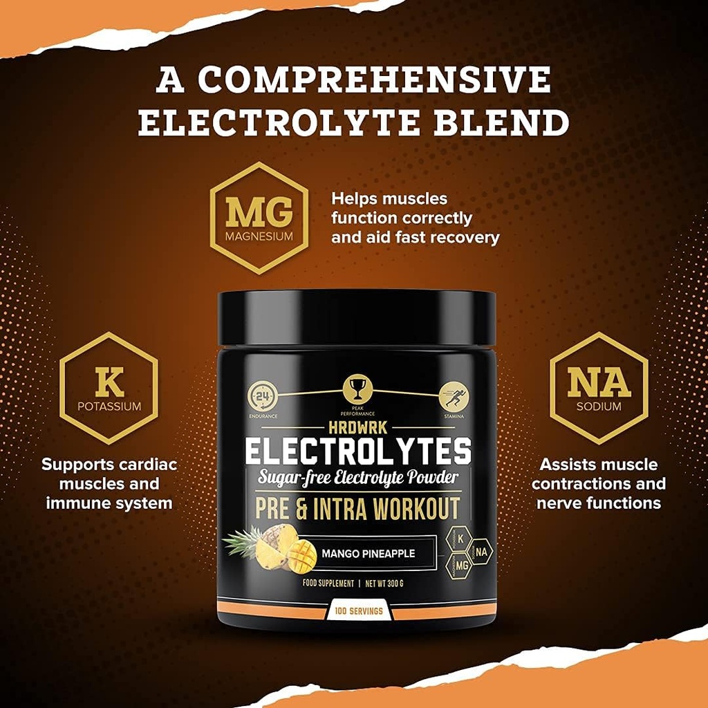 MMA Nutrition HRDWRK - 100 Servings Keto Electrolytes Powder Hydration Sugar Free - Electrolyte Powder to Boost Endurance & Reduce Fatigue with Electrolytes Supplement Set of 3 5