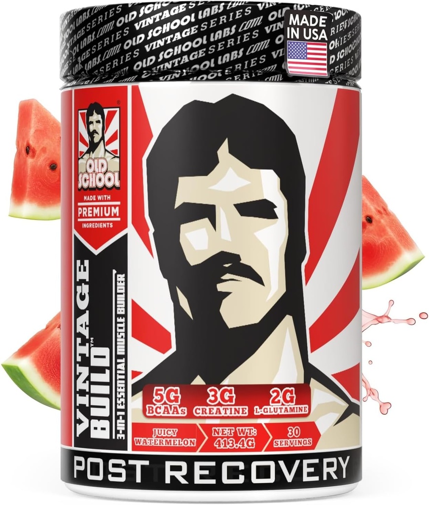 Vintage Build – Post Workout Recovery & Muscle Building Powder Drink for Muscular Strength & Growth - Reduces Soreness – Creatine Monohydrate, BCAAs, L-Glutamine – Juicy Watermelon Flavor – 388g 2