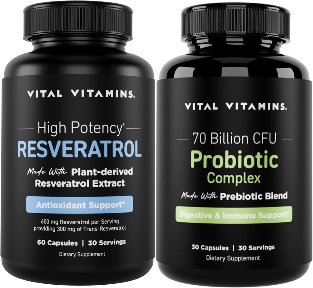Vital Vitamins Resveratrol Capsules + Probiotic Complex 2
