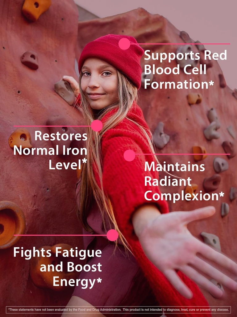 Iron Supplement for Women & Men, Iron Bisglycinate with Vitamin C, B6, B12, Folate, Stomach Friendly, Non-Constipating, Blood Health & Energy Boost, 60 Vegan Caps 5