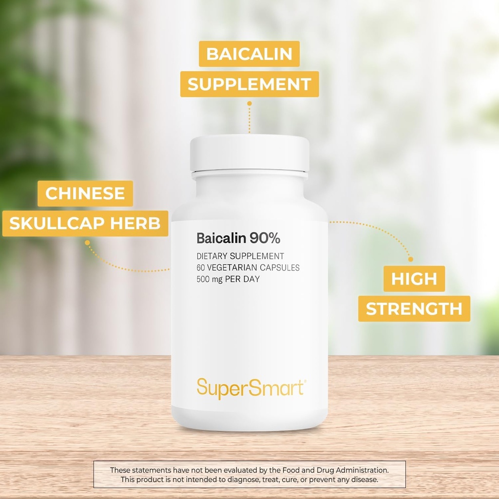 Supersmart - 90% Baicalin 500mg per Day (Scutellaria Baicalensis) - Chinese Skullcap Extract Supplement | Non-GMO & Gluten Free - 60 Vegetarian Capsules 4