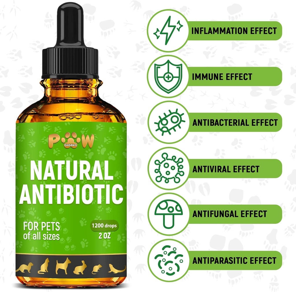 Dog Antibiotics for Infection, Coughs, UTIs, Allergies, Itching | Natural Antibiotics for Cats to Support Skin, Coat, & Digestion | for All Breeds & Ages | 2 oz 3