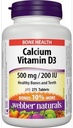 Webber Naturals Calcium Carbonate 500mg with Vitamin D3 200iu, 275 Tabs Bonus Pack 2