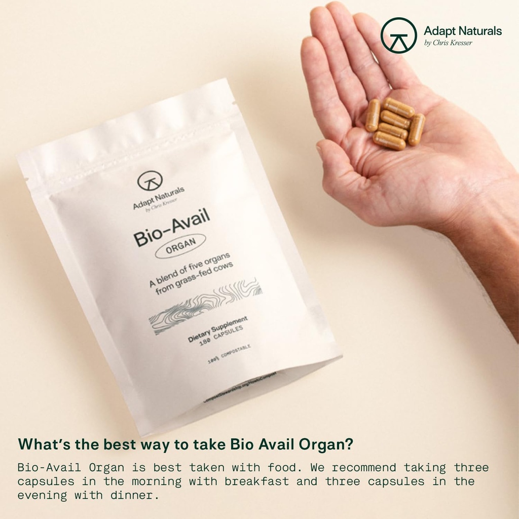 Adapt Naturals Organ Supplement, Bioavailable Grass Fed Beef Liver Capsules, Blend of Liver, Heart, Kidney, Pancreas & Spleen, Support Liver Cleanse Detox & Repair | Source of CoQ10-30 Days Supply 5