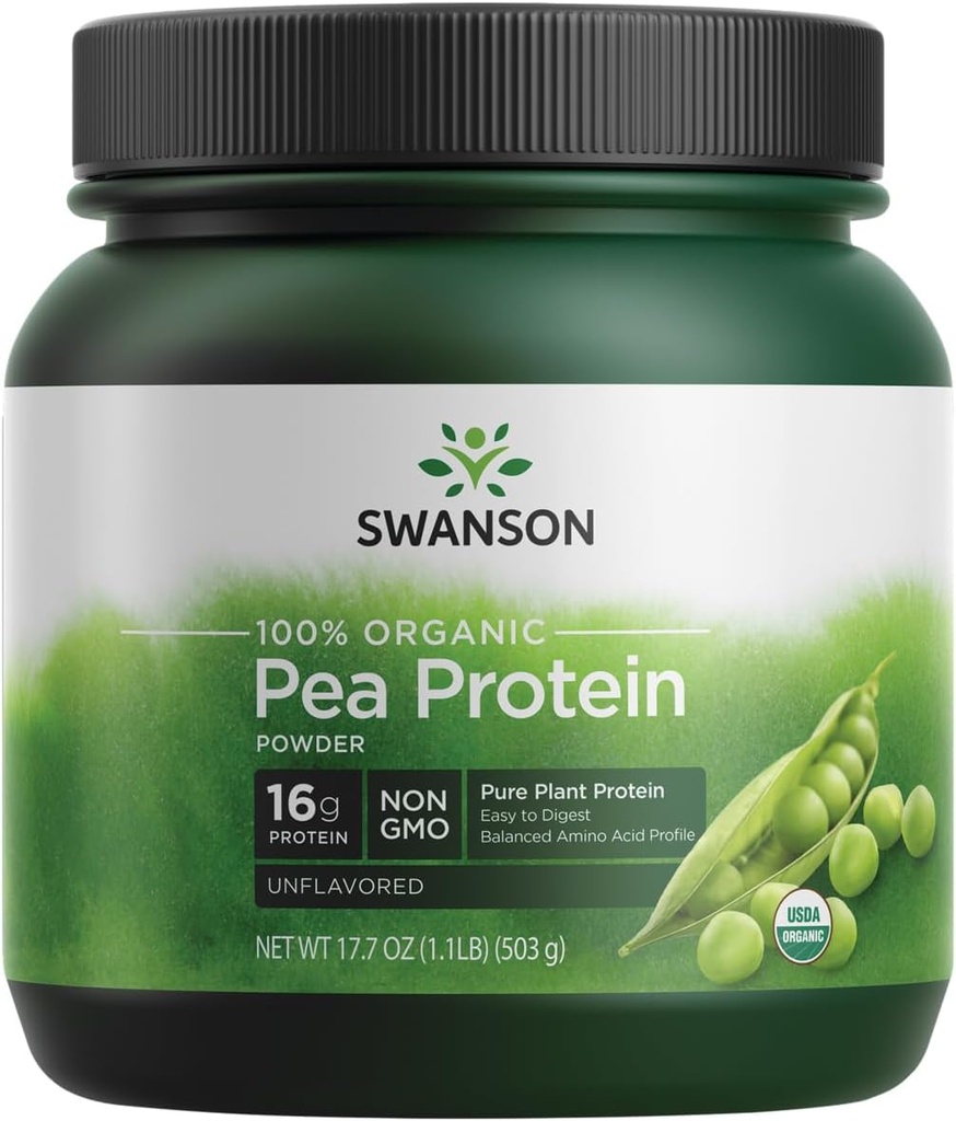 Swanson 100% Certified Organic Pea Protein Powder Non-GMO 1.1 lb (503 g) Pwdr 2