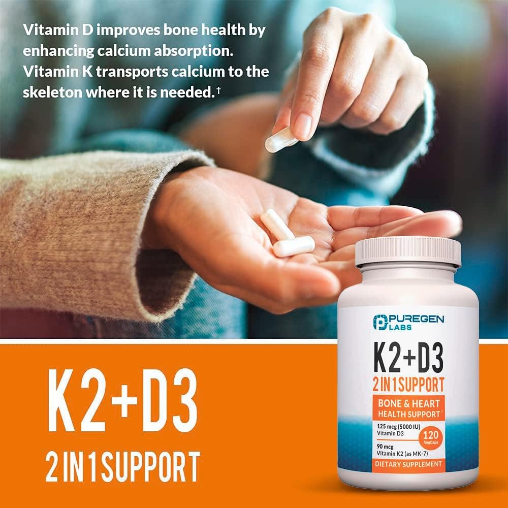2 in 1 High Potency Formula 90mcg Vitamin K2 (MK7) and 5000 IU Vitamin D3 Supplement for Bone and Heart Health | Non-GMO Formula Vitamin D3 & K2 Complex, Total 240 Capsules I 8 Month Supply 3