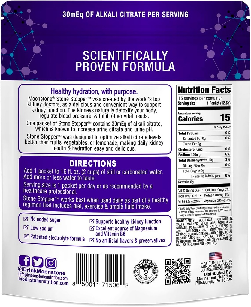 Stone Stopper Drink Mix, Lemonade, Kidney Stone Prevention, Calcium Oxalate Protector, Alkali Citrate Support, Developed by Urologists to Improve Hydration and Support Kidney Health, 15 Day Supply 5