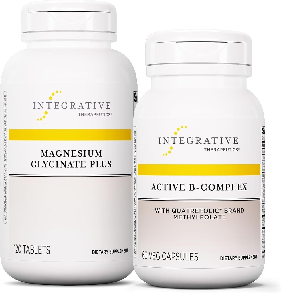Integrative Therapeutics Bundle with Active B-Complex, 60 Capsules & Magnesium Glycinate Plus, 120 Tablets - Active B-Complex to Support Energy Metabolism* - Support Brain Health, Heart Health & Nerve 2