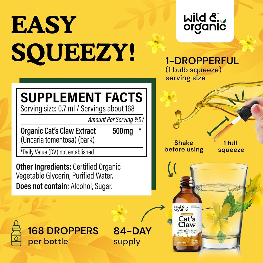 Wild & Organic Cat's Claw Tincture 4 fl oz & Lemon Balm Tincture 4 fl oz 4