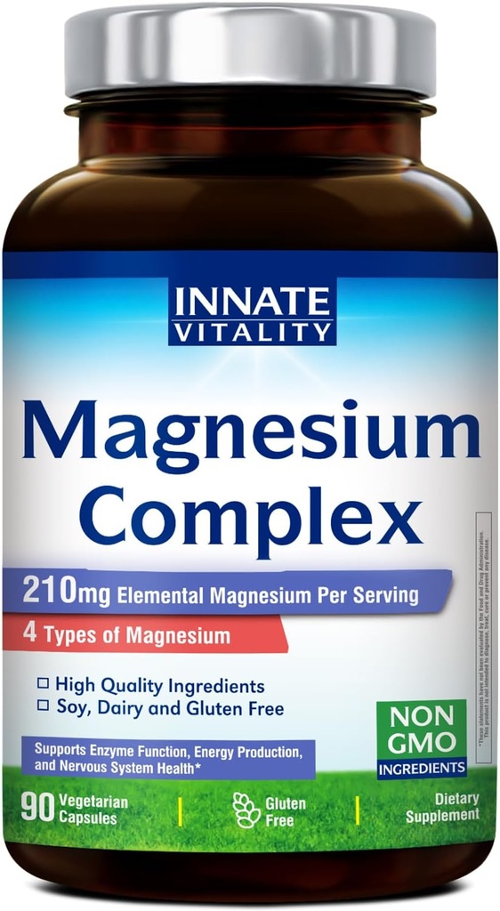 Innate Vitality Magnesium Complex - Magnesium Glycinate, Malate, Citrate, Oxide, 4-in-1 Formula for Energy, Bones & Nerves, Vegan & No Gluten, 90 Capsules 2