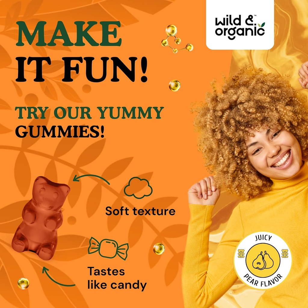 Wild & Organic Quercetin with Bromelain Gummies 800mg - Vegan Bromelain Supplement for Lung Detox and Immune Support - 60 Non-GMO Quercetin Gummies 6