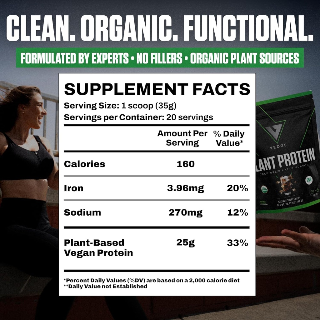 vedge Vegan Protein Powder - Plant Protein Powder with Pea, Pumpkin & Sunflower - USDA Organic, Amino Acids, Dairy Free, Gluten Free, Soy Free, Keto, Non GMO - Cold Brew Latte - 20 Servings 4