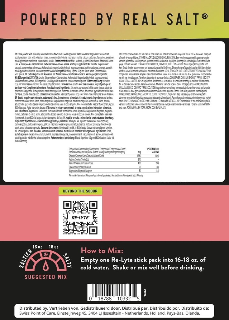 REDMOND Re-Lyte Hydration Electrolyte Powder Mix, Watermelon Lime (30 Stick Packs) 4