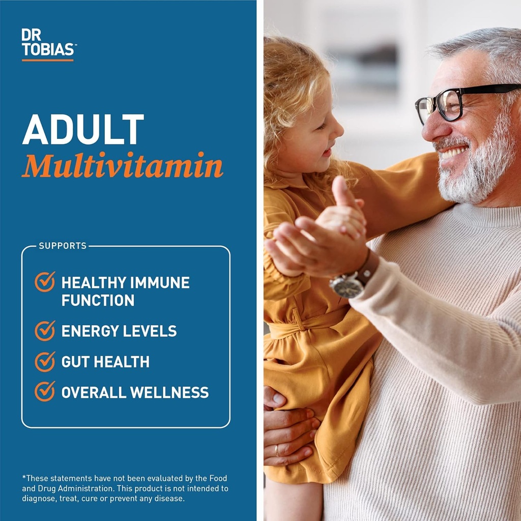 Dr. Tobias Adult Multivitamin for Women & Men, Immune Supporting Vitamins from 42 Fruits, Vegetables, Plus Probiotics, Vegan Multivitamins for Men & Women, Non-GMO, 180 Tablets, 60 Servings 4