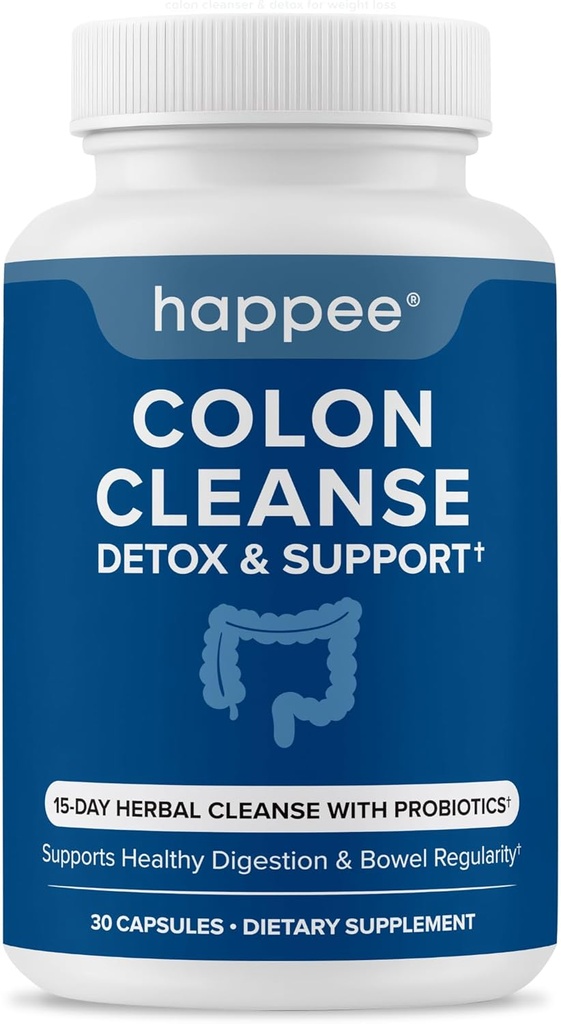 Happee Colon Cleanser & Detox for Weight Loss Support - 15 Day Colon Cleanse Pills & Gut Support Probiotics Men Women - Fast Natural Laxatives Constipation Relief 2