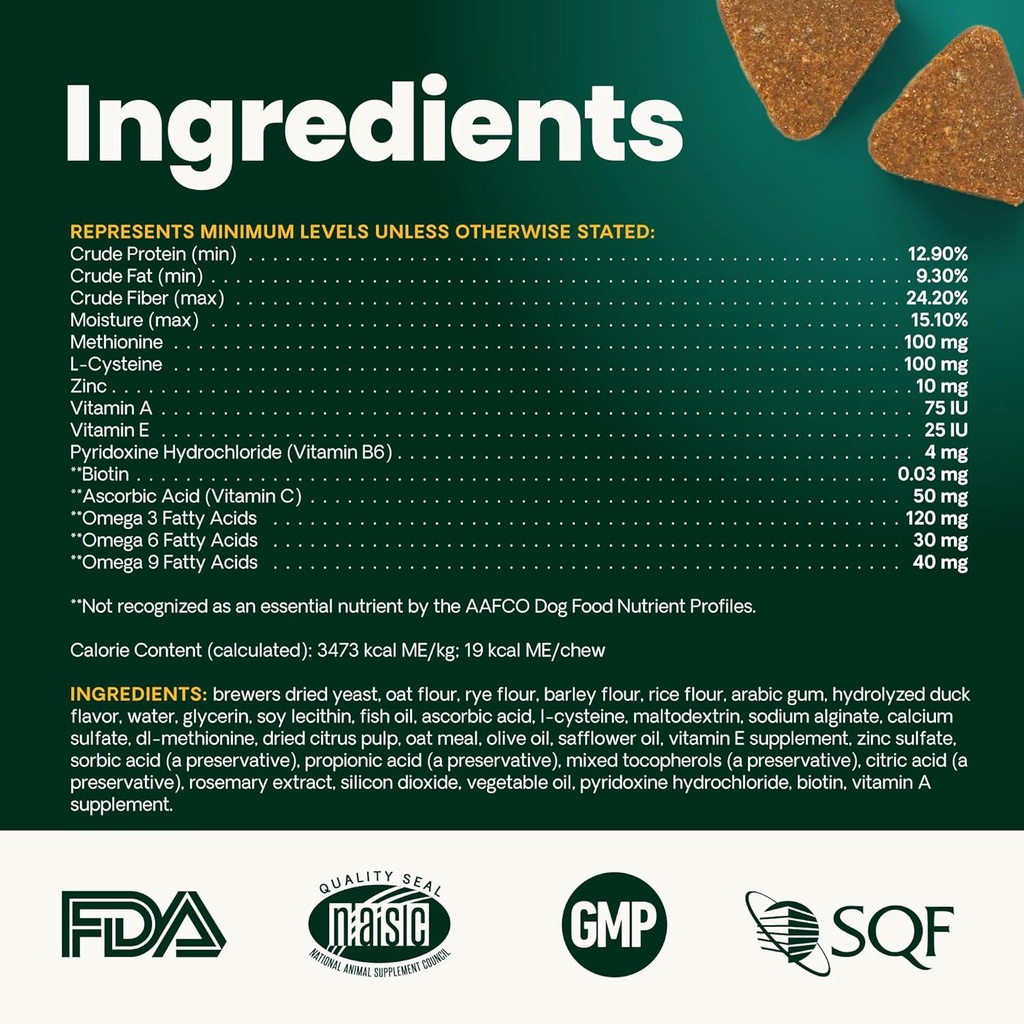 VetriScience Extra Strength Healthy Skin & Coat Chews, Omega Plus Supplement for Dogs, with Balanced Omega 3, 6, 9, Fish Oil and Biotin, Skin Health, Coat Growth and Shine, Duck, 40 Count 6