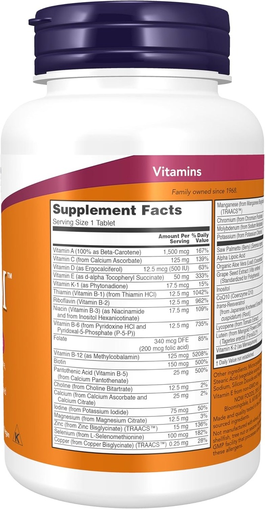 NOW Supplements, ADAM™ Men's Multivitamin with Saw Palmetto, Lycopene, Alpha Lipoic Acid and CoQ10, Plus Natural Resveratrol & Grape Seed Extract, 60 Tablets (Pack of 2) 3