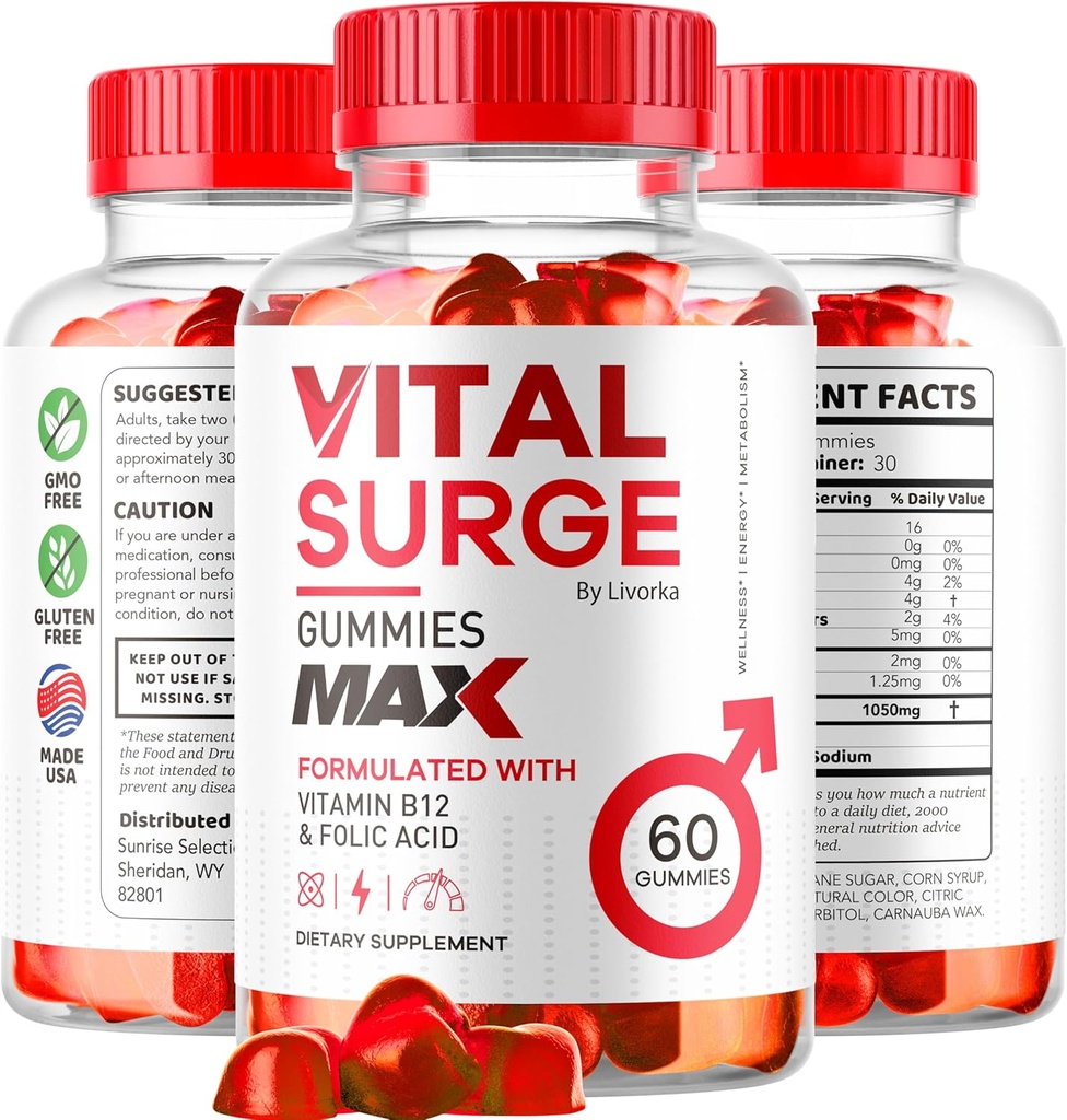 Vital Surge - Vital Surge for Men Gummies, Vital Vita Surge Max Maximum Strength 1050 MG, VitalSurge Supplement Support Gummy Advanced Formula, Premium Vitamin Gomitas (60 Gummies) 6