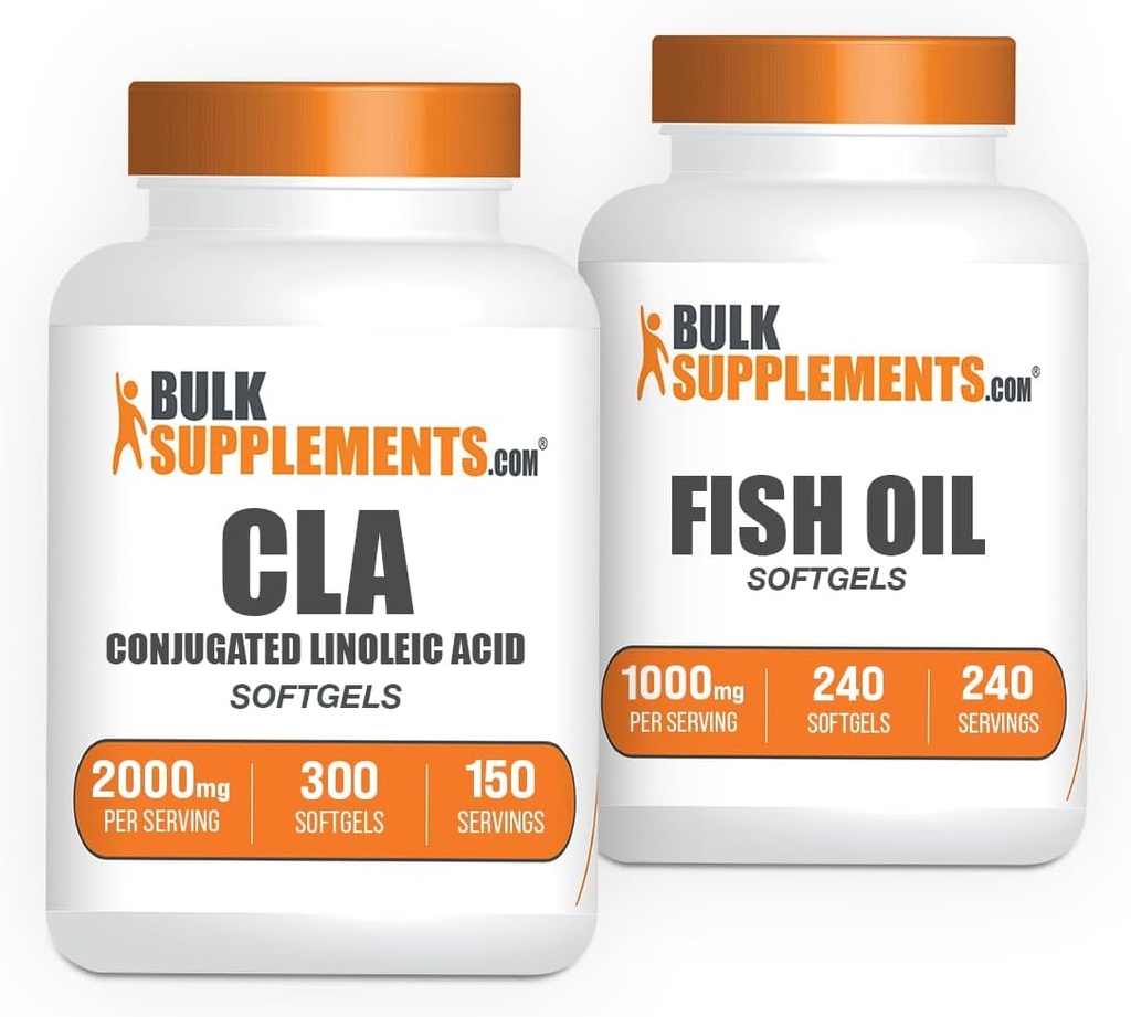 BulkSupplements CLA 2000mg Softgels + Fish Oil 1000mg Softgels Bundle 2
