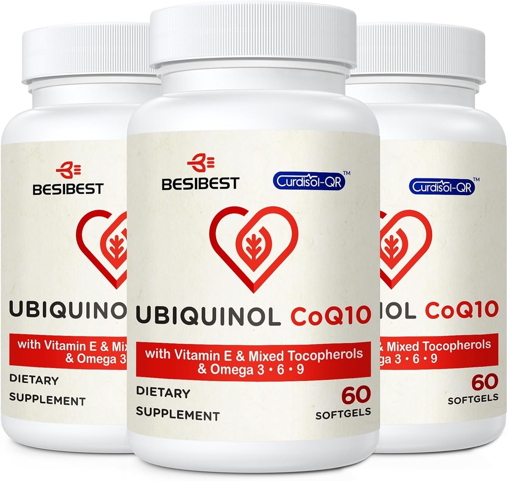 Ubiquinol CoQ10-600mg-Softgel, Active Coq10 Ubiquinol Supplement with Vitamin E & Omega 3, 6, 9, High Absorption-Coenzyme-Q10, Powerful Antioxidant for Energy Production, Tested, 180 Count 2