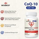 Ubiquinol CoQ10-600mg-Softgel, Active Coq10 Ubiquinol Supplement with Vitamin E & Omega 3, 6, 9, High Absorption-Coenzyme-Q10, Powerful Antioxidant for Energy Production, Tested, 180 Count 5