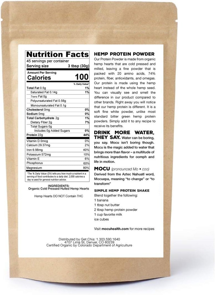 Get Chia Organic Hemp Heart Protein Powder-74% | 22 Grams Protein Per Serving I Cold Processed & Stored | Made from The Hemp Heart | (6 LBS (2 X 3 LB Bags) 3