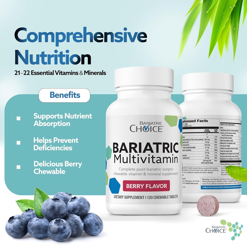 Bariatric Choice My Bariatric Chewable Multivitamin with Iron & 300mg Calcium, Berry (120ct) 3