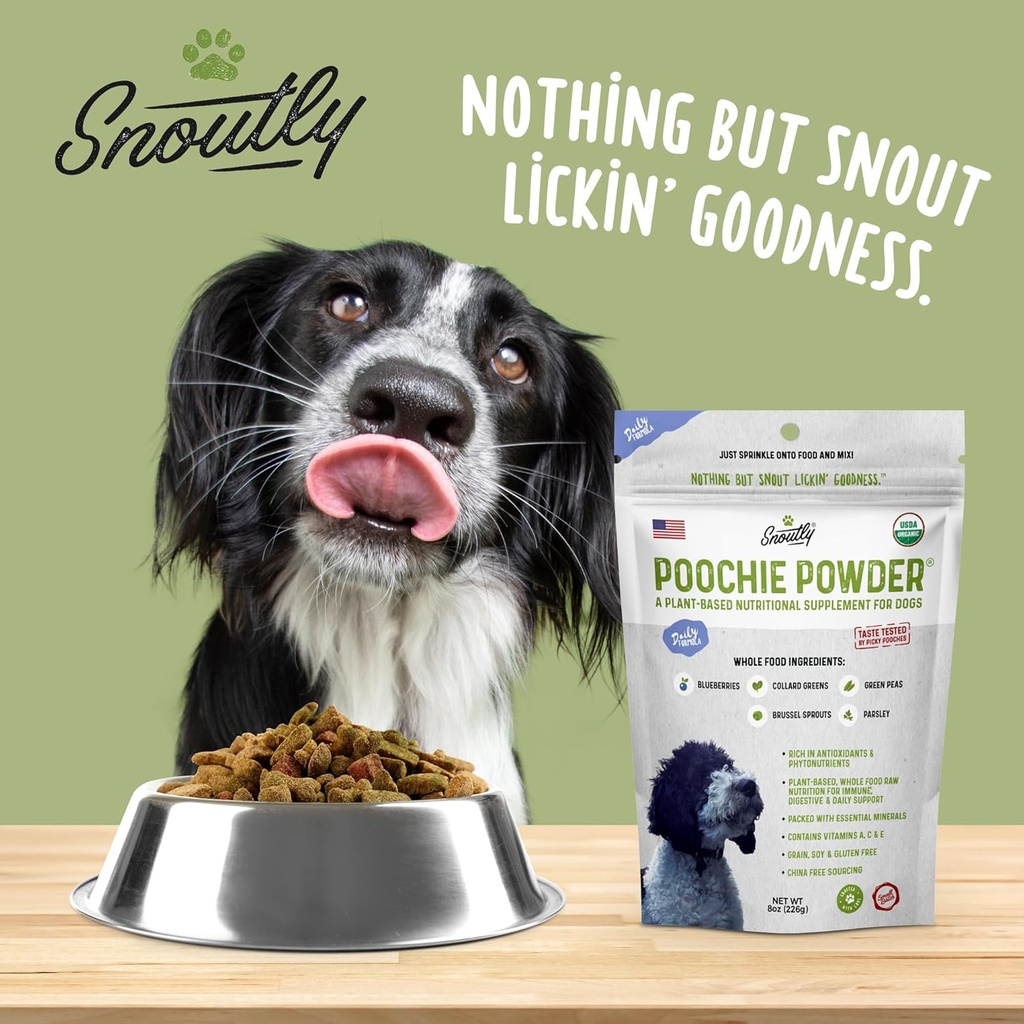 Snoutly Poochie Powder: USDA Certified Organic Dog Supplement & Super Multivitamin - Mother Nature's Vitamins & Minerals for All Dogs & All Ages, Nutritional & Digestion Support, RAW Superfood 2